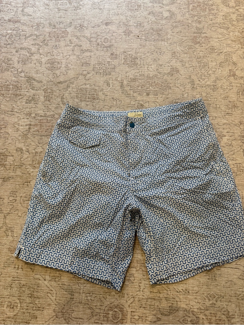 J. Crew Navy & White Geometric Flat Front Shorts